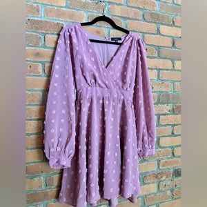 Always on Repeat Pink Clip Dot Long Sleeve Mini Dress - Medium